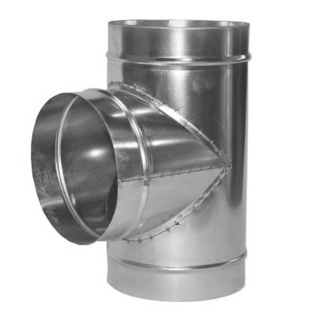 Просмотр фото... Тройник дымохода нержавейка угол 90 d= 140мм. (s=0,8мм)